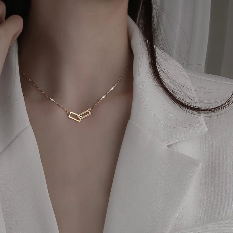 Double Circle Pendant Necklace