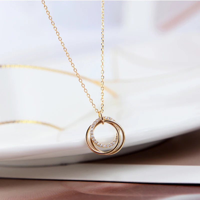 Double Circle Pendant Necklace