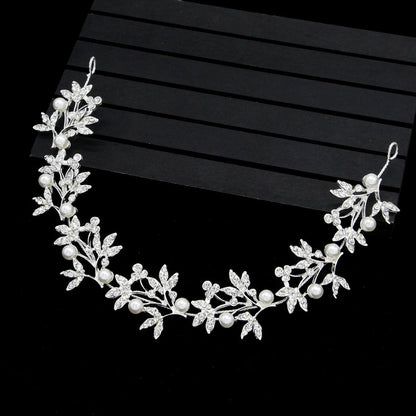 Sliver Rhinestone Pearl Hairband