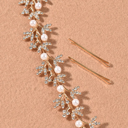 Sliver Rhinestone Pearl Hairband