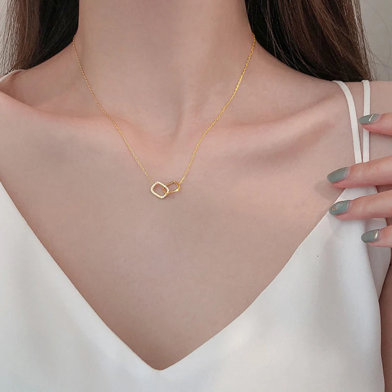 Double Circle Pendant Necklace