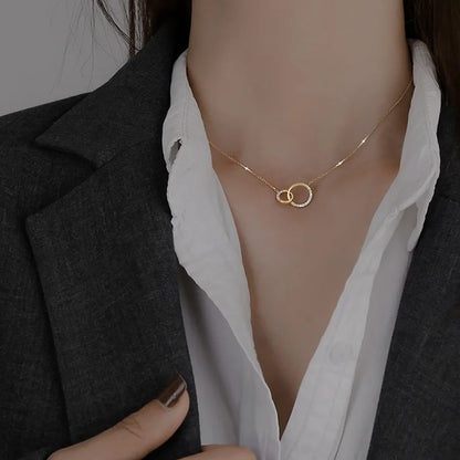 Double Circle Pendant Necklace