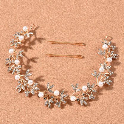Sliver Rhinestone Pearl Hairband