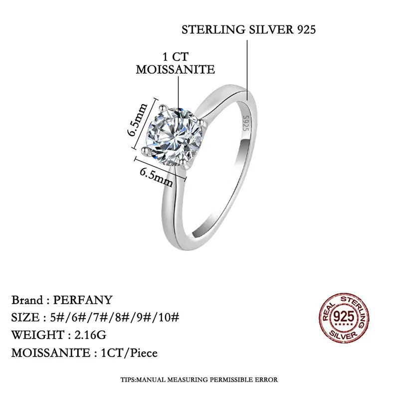 Moissanite Pure Silver Ring