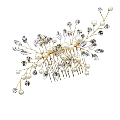 Pearl Crystal Leaf Clip