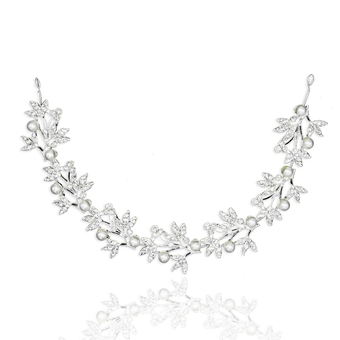 Sliver Rhinestone Pearl Hairband