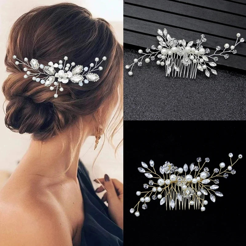 Pearl Crystal Leaf Clip