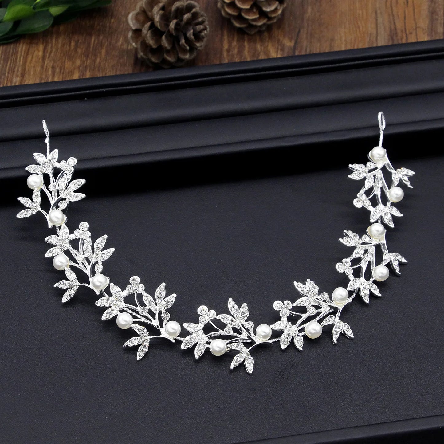 Sliver Rhinestone Pearl Hairband