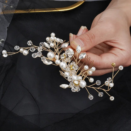 Pearl Crystal Leaf Clip