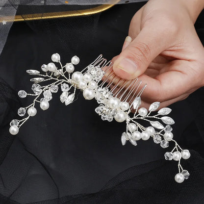 Pearl Crystal Leaf Clip