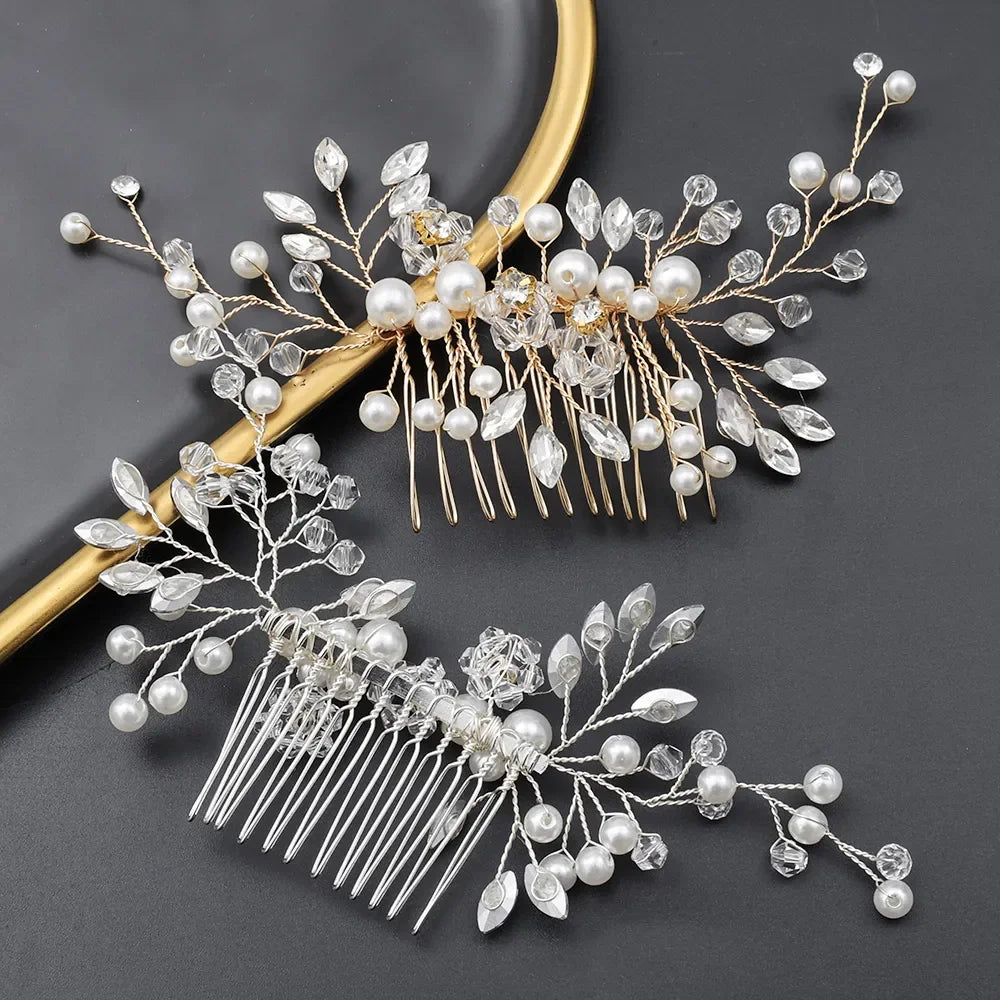 Pearl Crystal Leaf Clip