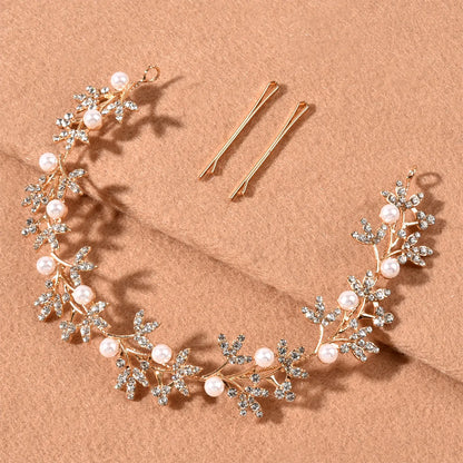 Sliver Rhinestone Pearl Hairband