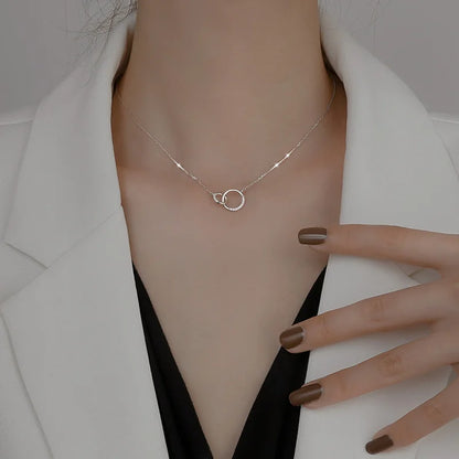 Double Circle Pendant Necklace